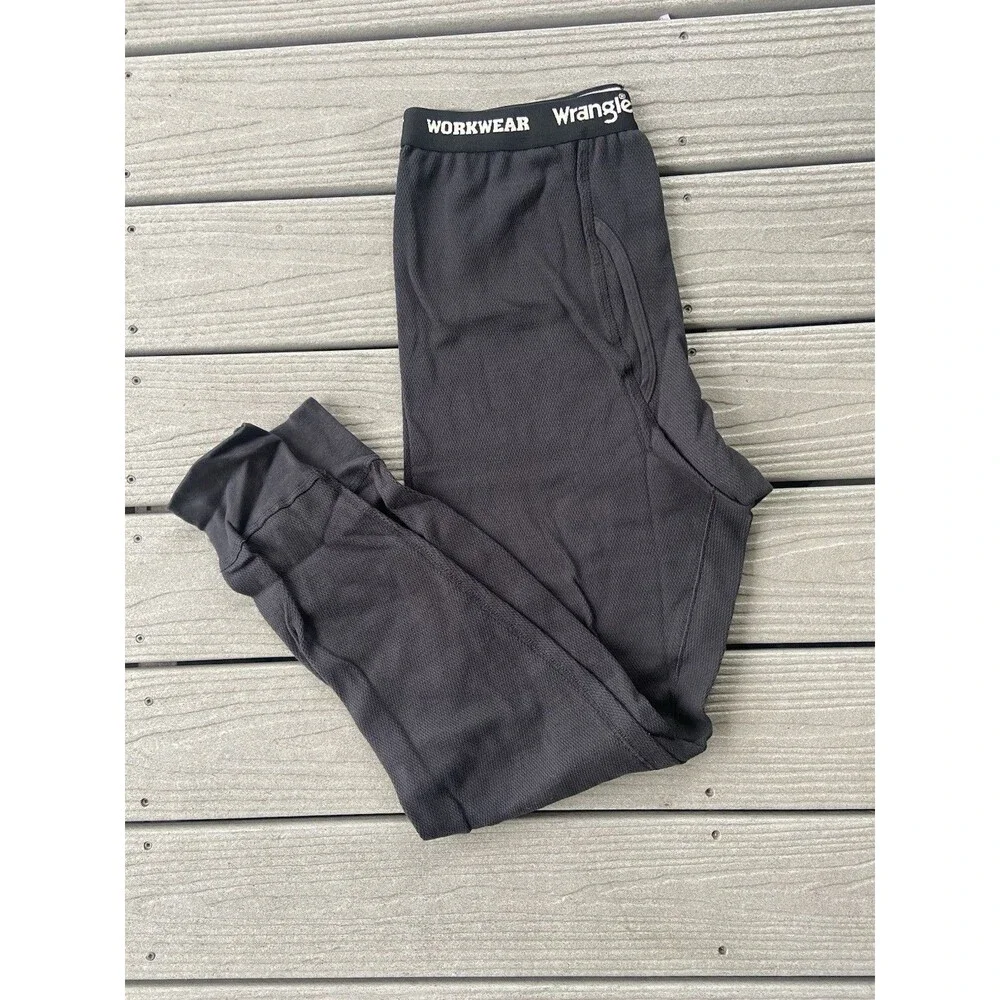 Wrangler Workwear Mens 100% Cotton Thermal Pants Black Large L 36-38 WKW55294